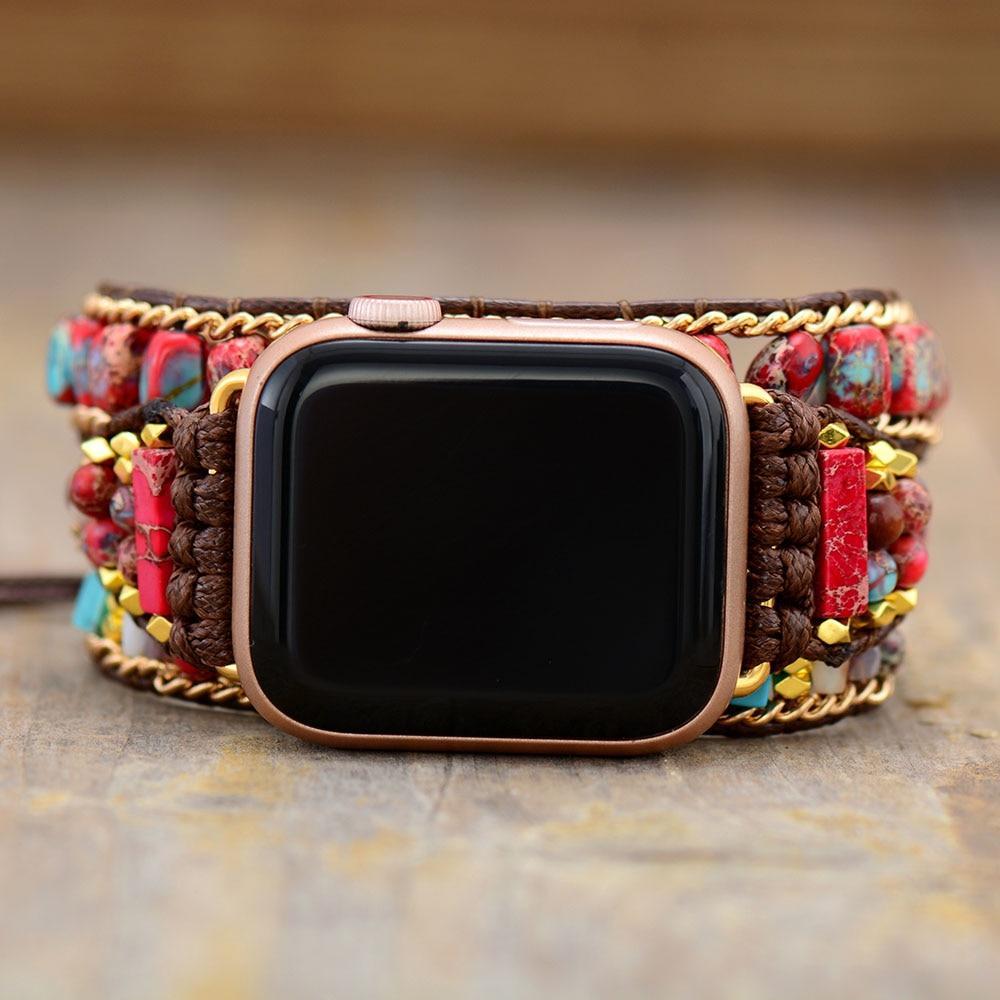 Bracelet Pour Apple Watch En Jaspe Rouge De L’Empereur