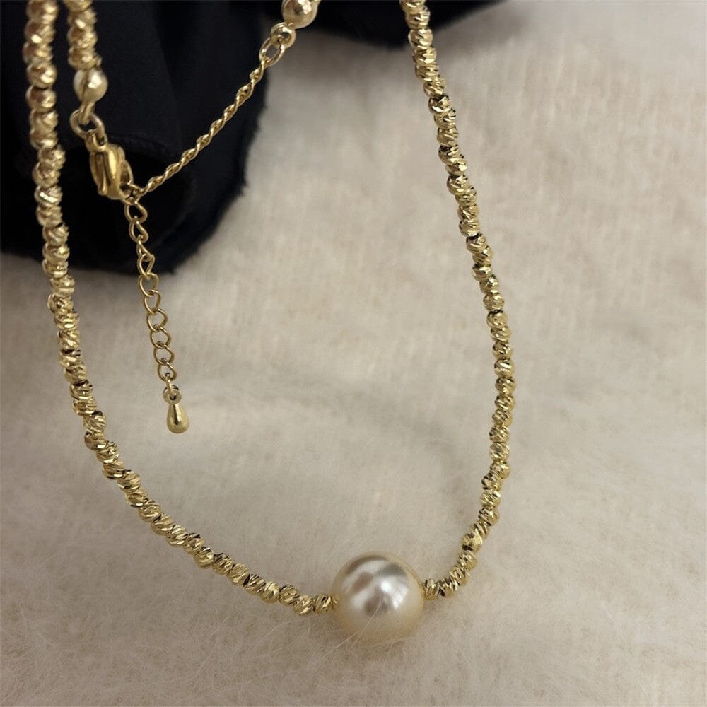 Collier De Perles En Or Texturé Simplement Beau